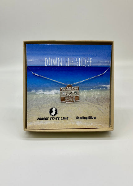Jersey State Line Beach Badge Necklace