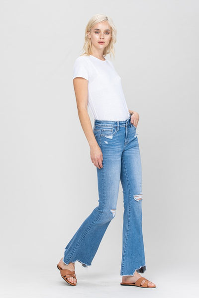 Mid-Rise Flare w/Hem Detail Jeans