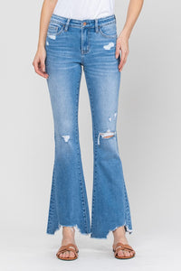 Mid-Rise Flare w/Hem Detail Jeans