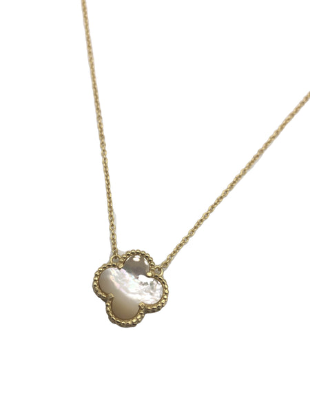 Single Mother of Pearl Clover Necklace