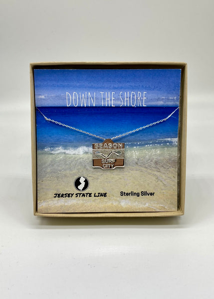 Jersey State Line Beach Badge Necklace